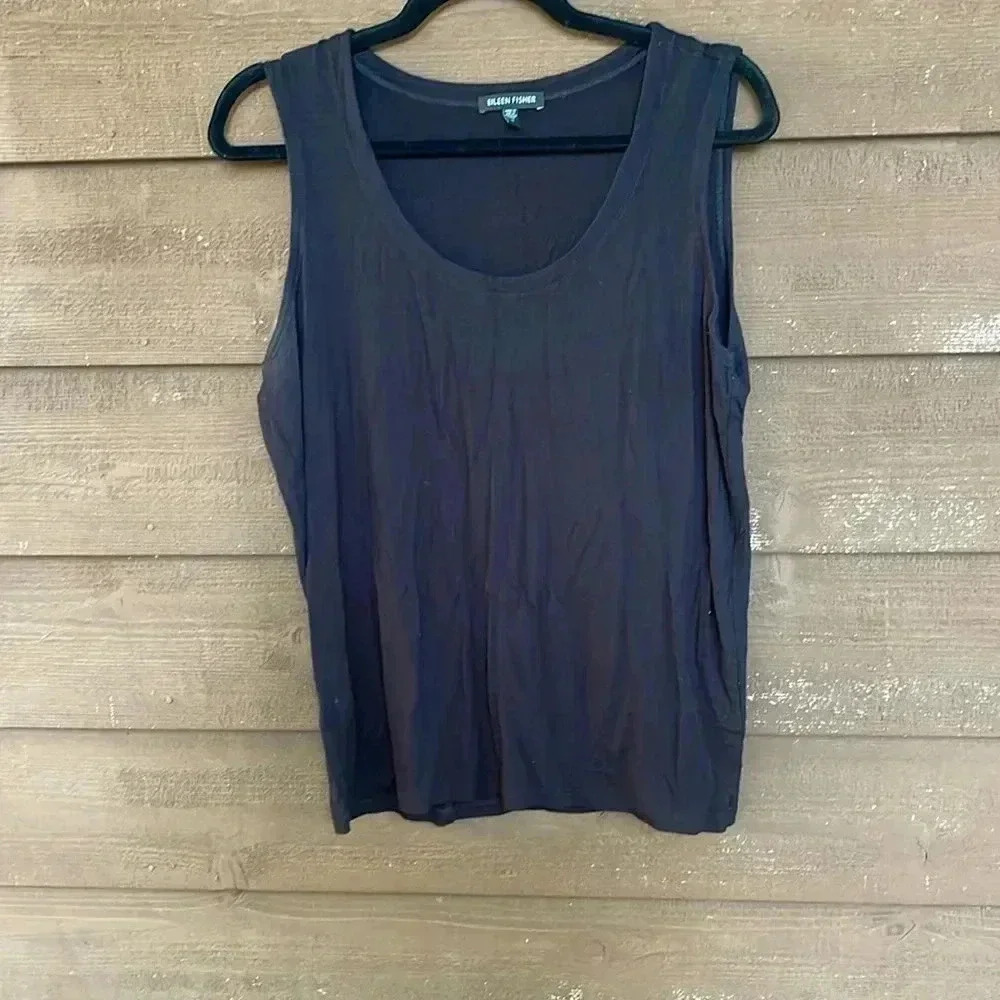 Eileen Fisher black stretch tank top size medium
